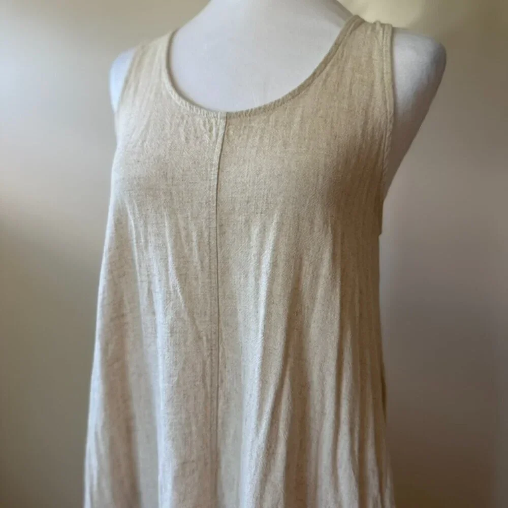 Thread & Supply Linen Blend Women's Cream Beige Racerback Maxi Dress Size Medium - Picture 2 of 8